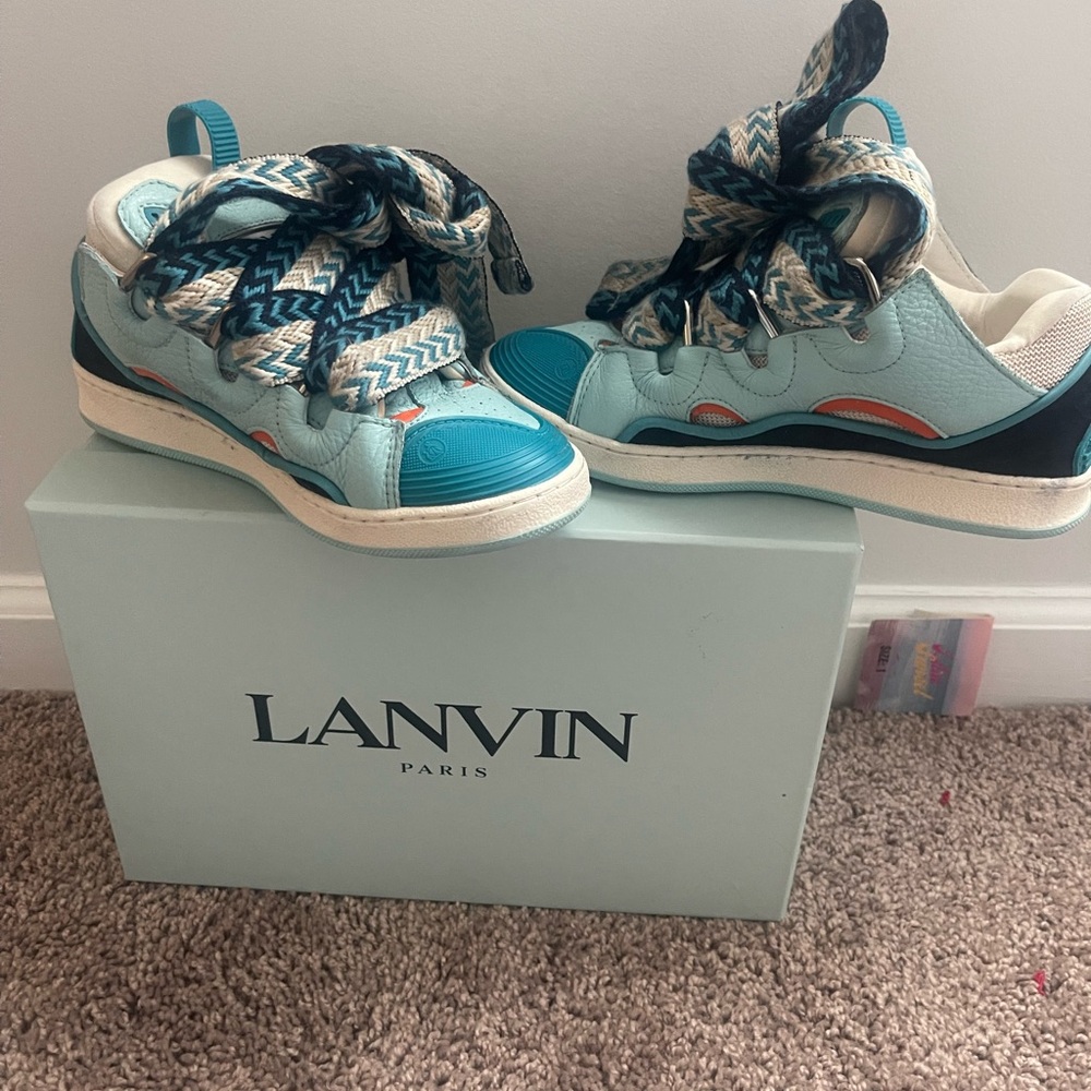 Lanvin Teal and Orange Sneakers
